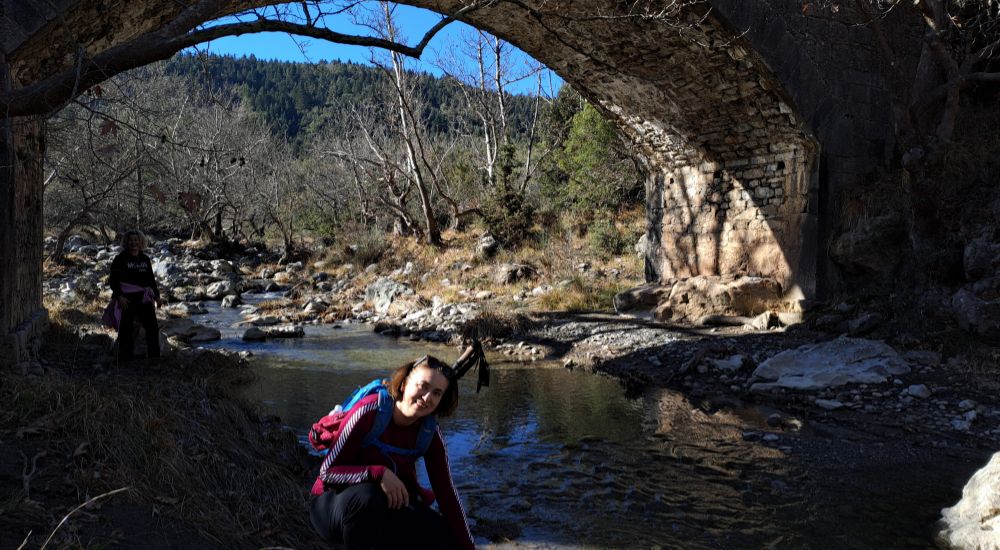 Evgenia at Tzavarenas Stone Bridge