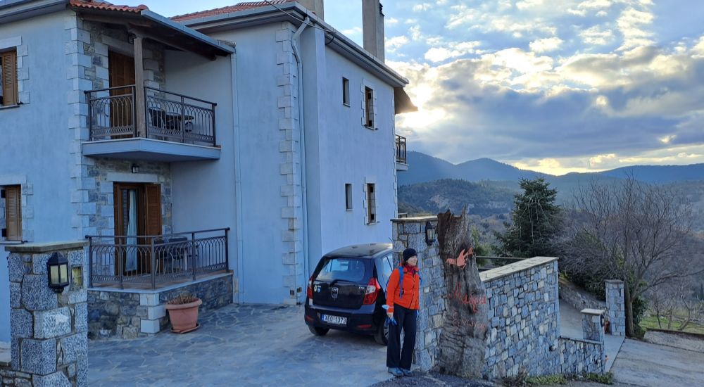 Evgenia at a guesthouse in Nymfasia