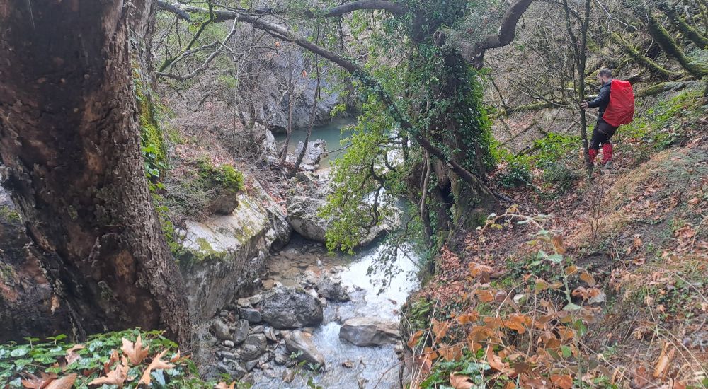 A man at a river in Menalon trail 6 Peloponnese