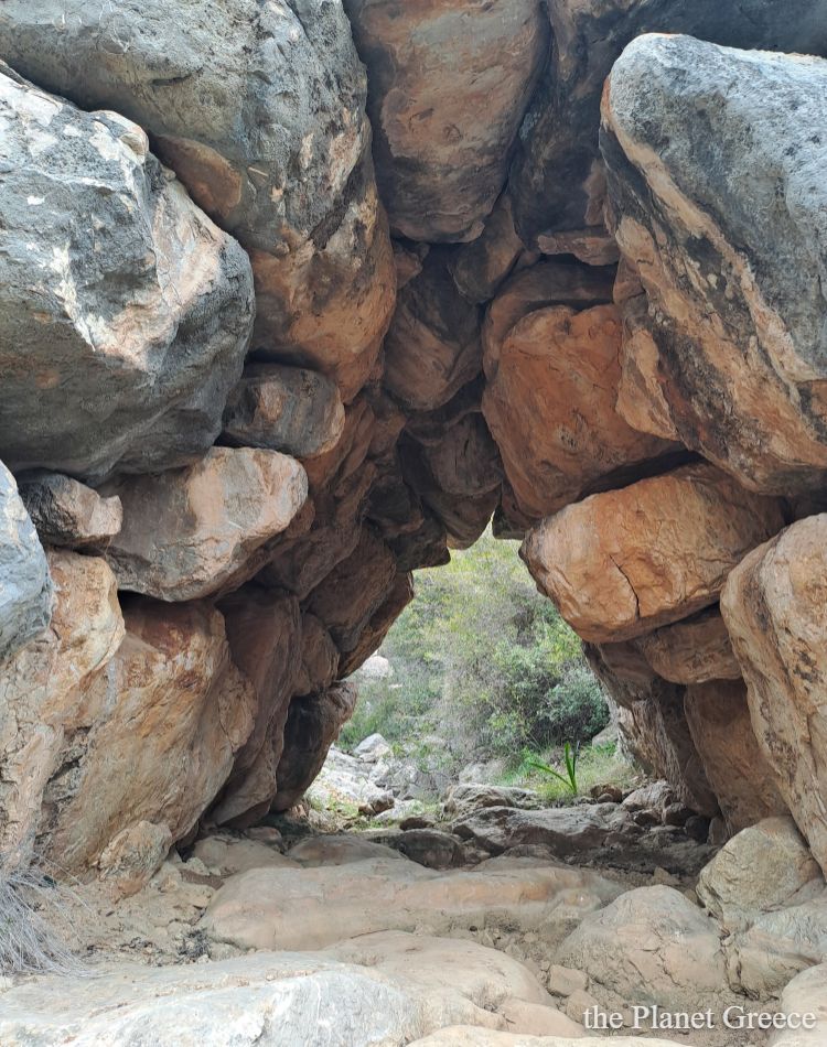 The interior of a  Mycenaean bridge in the Peloponnese Greece.